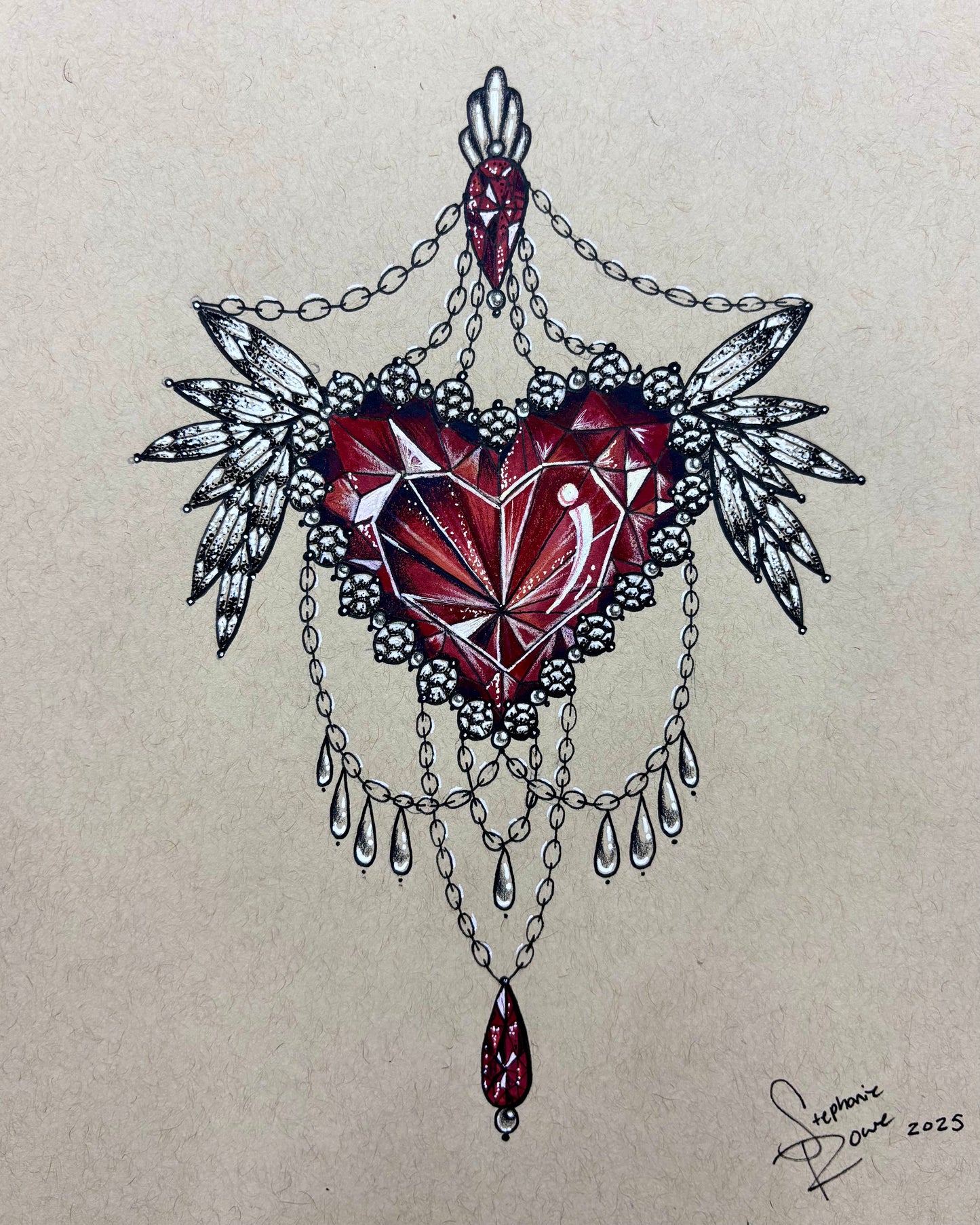 Ruby Heart Jewel Print